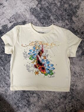 Ed Hardy Kids Cream Graphic Koi T-Shirt